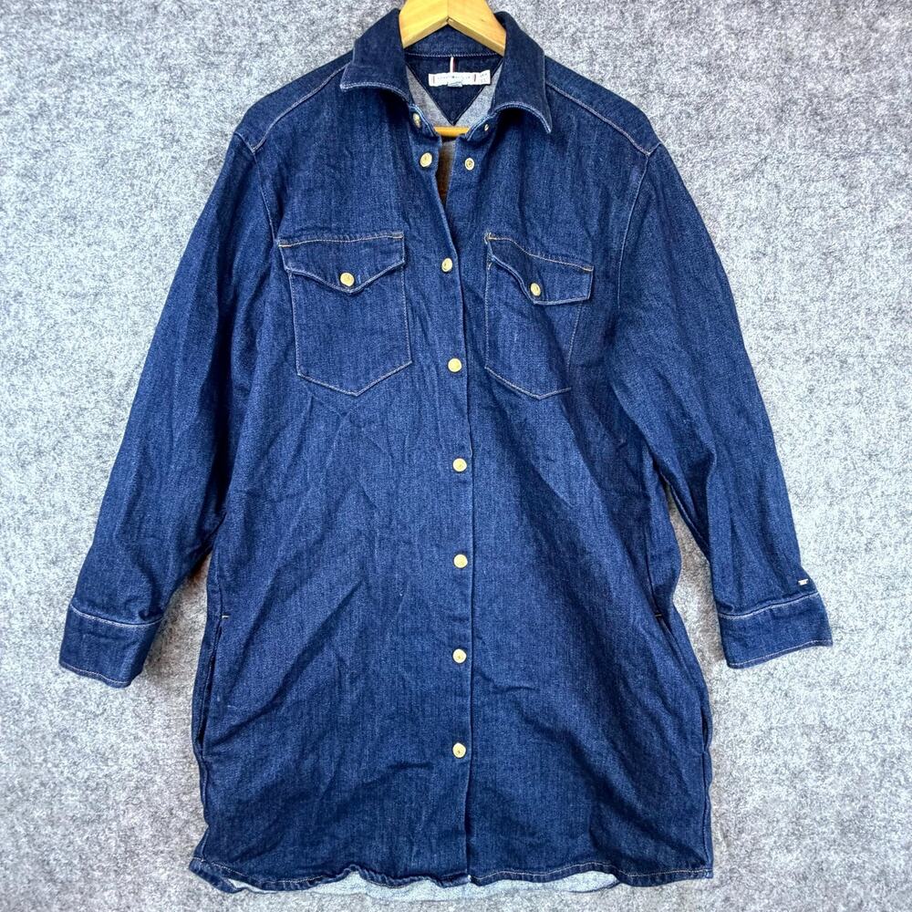 Tommy Hilfiger Shirtdress Womens‎ 8 Blue Denim Western Oversized Y2K Utility